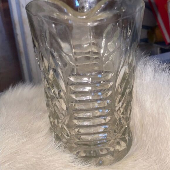 Vintage EAPG 1950s Syup pitcher with quilted diamond, diamond cut pattern - Picture 5 of 6